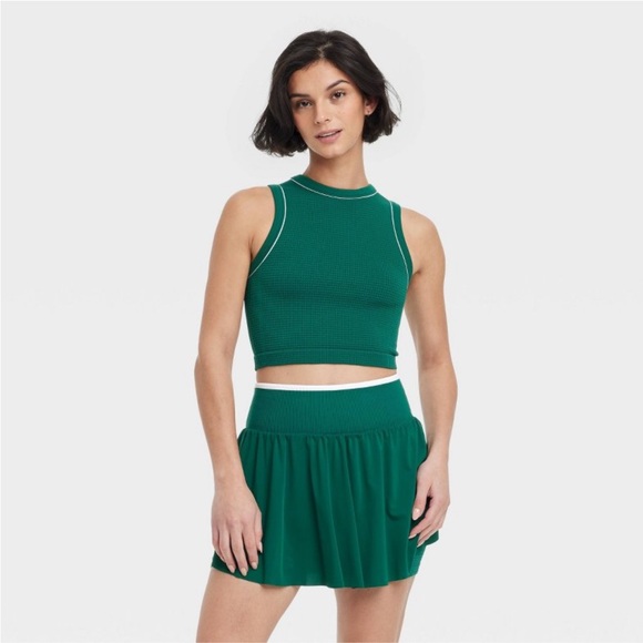all in motion Tops - All in Motion Dark Green Textured Crop Tank